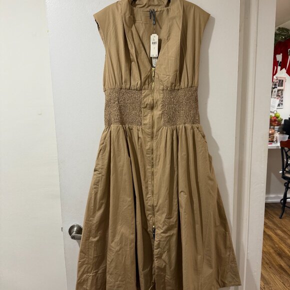 🏷 *NWT* ✨ Anthropologie Maeve Neutral Smocked Midi Dress 🤍🌾 - Picture 7 of 11